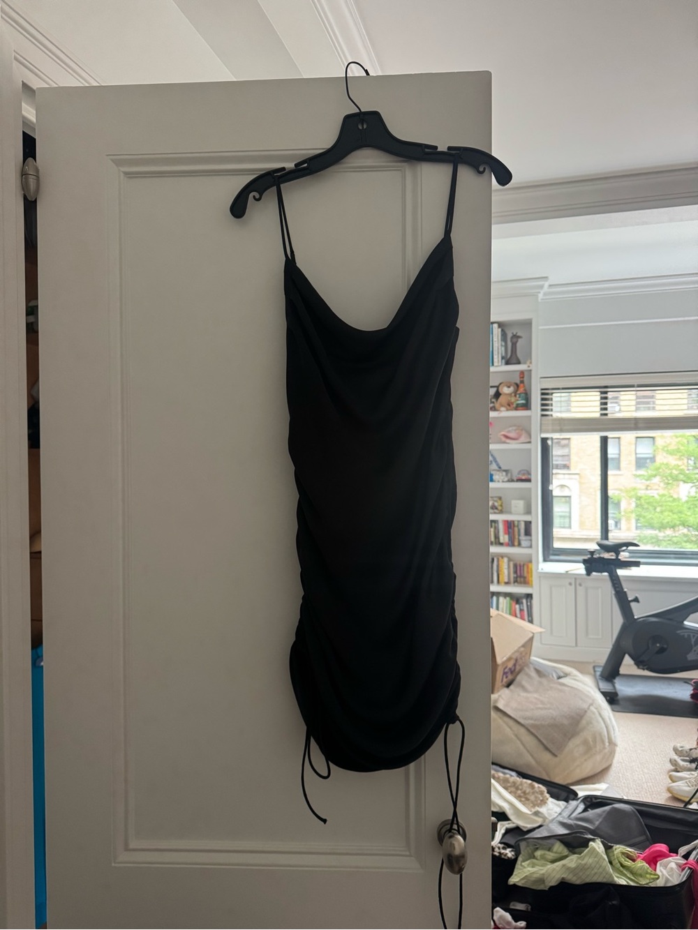 ZARA Black Cowl Neck Ruched Slip Dress - Womens